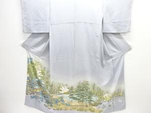 作家物　手描き友禅　松梅に屋敷模様一つ紋色留袖